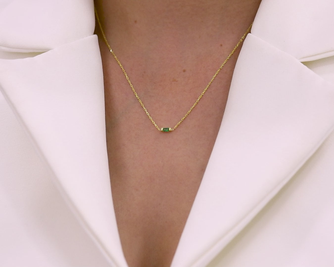 Baguette Birthstone Bar Necklace
