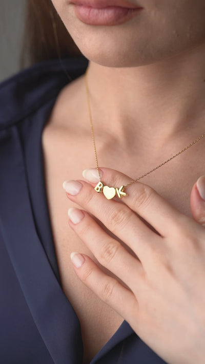 Custom Couple's Initials Heart Necklace